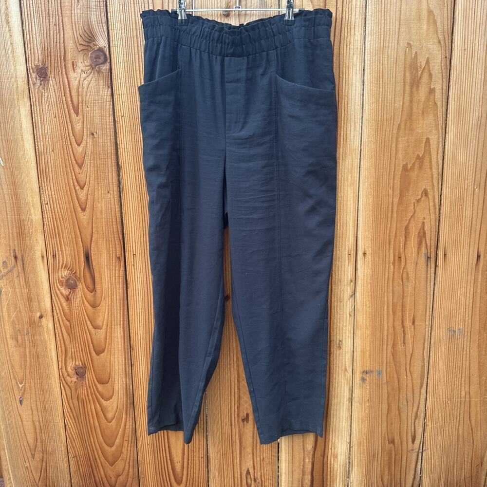 New Day Ankle Pants Womens XL Tapered Leg Elastic Waist Pockets Black